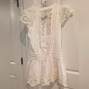 Free People Eyelet Lace Up open back mini dress